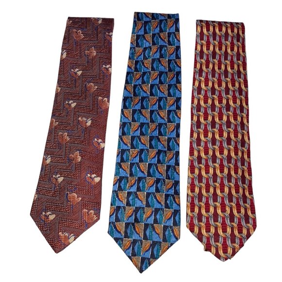 Ermenegildo ZEGNA Silk  Made In Italy Ties Lot of 3 Burgundy Blue Rust  58". 3.7 - Picture 1 of 7
